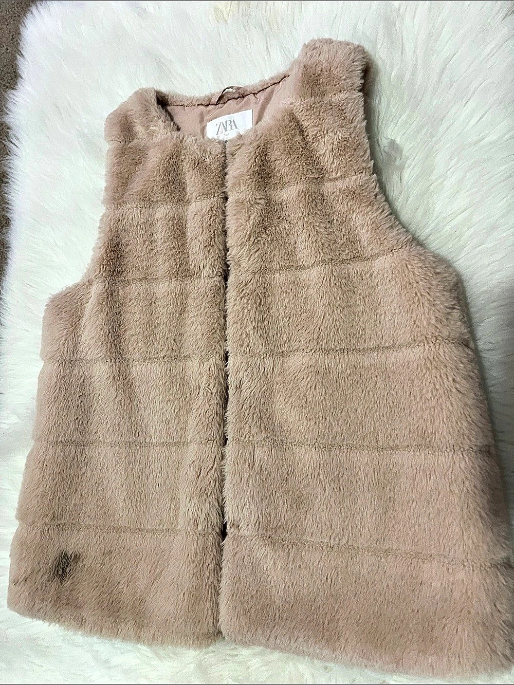 Zara Kids Faux Fur Vest in Brown Size 9-10